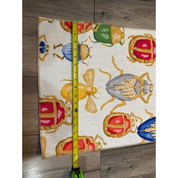 Colorful Insect-Themed Linen Table Runner Cloth  17x22" - Picture 4 of 6